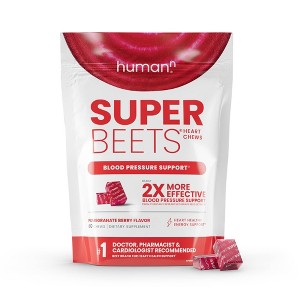 SuperBeets Heart Chews Vegan for Blood Pressure Support & Heart Health - Pomegranate Berry - 60ct - 1 of 4