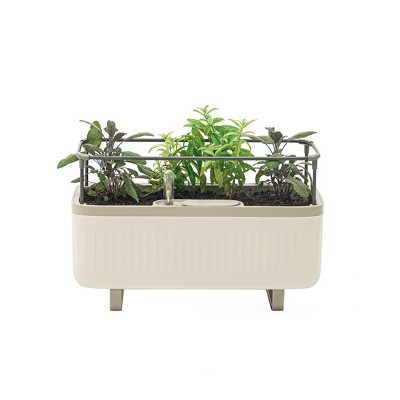 Vego Garde Self-Watering Herb Planter Box with Trellis Rectangular Indoor Outdoor Planter Pot 7.3"x17.5"x10.5"