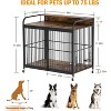 Furniture Style Wooden Dog Crate with Wheels, Dual Bowls & Washable Mat, Heavy-Duty End Table Pet Kennel for Large Dogs - 3 of 4