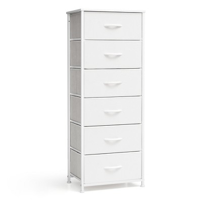 Pellebant Vertical Dresser for Bedroom 6 drawer Storage Tower Steel Frame Wood Top Easy Pull Non-woven Fabrics Drawer