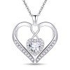 Paaaawaters 925 Sterling Silver 5A CZ Diamond Full Love Heart Pendant Necklace for Women 19in - 2 of 4