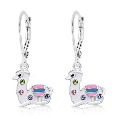 Chanteur Hypoallergenic Kids Jewelry Accessories Lama White CZ White Gold Palladium Plating Earrings leverback is made from 925 Sterling silver