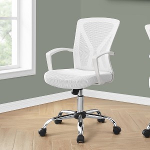 TinyHomie Office Chair, Adjustable Height, Swivel, Ergonomic, Armrests, Computer Desk, Work, White Mesh, Chrome Metal - 1 of 4