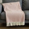 HomeRoots 55" X 70" Dusty Rose And White Cotton Blend Woven Herringbone Plush Throw Blanket with Fringe - 2 of 4