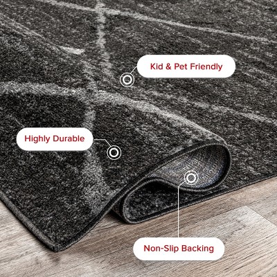 Thigpen Modern Crisscross Lines Area Rug, 3' x 5', Dark Grey