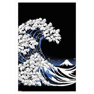 Trends International Tobe Fonseca - Kanagawa Cat Wave Framed Wall Poster Prints - 1 of 4