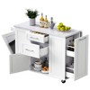 YOOCOZZ Rolling Kitchen Island, Drop Leaf, Tilt Trash Can Cabinet+Pull Out Organizer, 2 Drawers+1 Door - 2 of 4