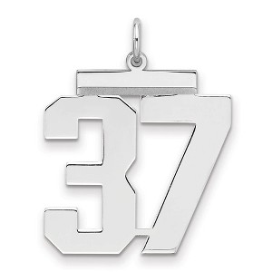 Black Bow Jewelry Sterling Silver, Athletic Collection, Large Polished Number 37 Pendant - 1 of 3