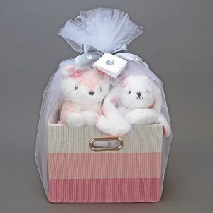 Lambs & Ivy Pink/White 5-Piece Luxury Infant / Newborn / Baby Gift Basket - 1 of 4