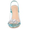 Allegra K Women's Clear Slingback Flower Rhinestone Peep Toe Heels Sandals - 2 of 4