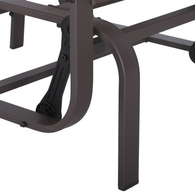 Beige Outdoor Glider Chair with Smooth Rocking Arms