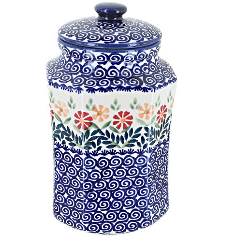 Blue Rose Polish Pottery Garden Bouquet Small Canister with Seal - image 1 of 1