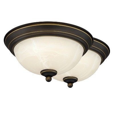 VAXCEL Stevens 2-Pack LED Transitional  Flush Mount Ceiling Light Fixture White Alabaster Glass