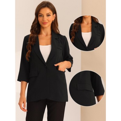 Allegra K Women's Work Office Lapel Collar Dressy Casual Suit Stretch Blazer Black X-Small — фото 2