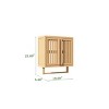 CAVINAS Bathroom Storage Cabinet with 2 Louvered Doors,Wall Mounted Floor Cabinet with Wooden Hanging Rail,Storage Cabinet for Toiletries,Natural - 3 of 4