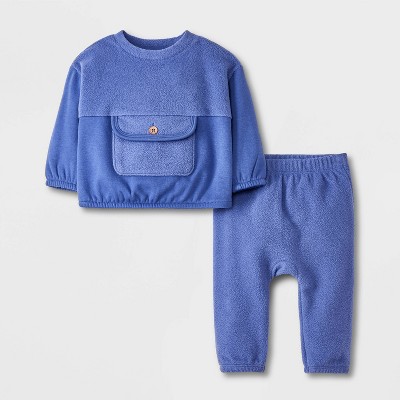 Image of Baby Boys' Pocket Fleece Set - Cat & Jack™ Blue 0-3M