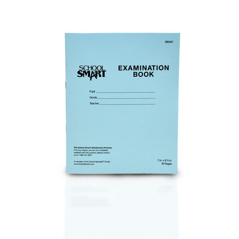 School Smart Examination Blue Books, 7 x 8-1/2 Inches, 16 Pages, Pack of 50, 3 of 4