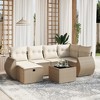 vidaXL 7 Piece Patio Sofa Set with Cushions - Beige and Cream Without Storage - 2 of 4