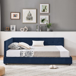 Full Size Upholstered Tufted Bed Frame, Sofa Bed Frame With Backrest And Armrests, Full-Size Bed For Bedroom, Sofa Bed Modern-Cuddlewood - 1 of 4