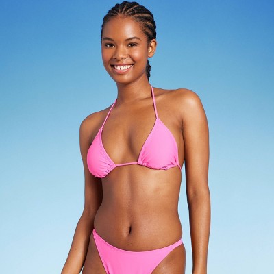 pink triangle bikini set