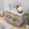 KWPZQEB Rattan Dresser for Bedroom, 6 Drawer Wood Boho Dresser Storage with Metal Handle, Chest of Drawers for Living Room, Hallway - 3 of 4