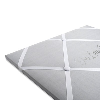 Gray and White Linen Memo Photo Board with Ribbon