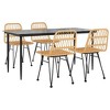 vidaXL Garden Dining Set Black Steel, polyethylene, tempered glass - Brown 63" Table Length 4 Items - 3 of 4