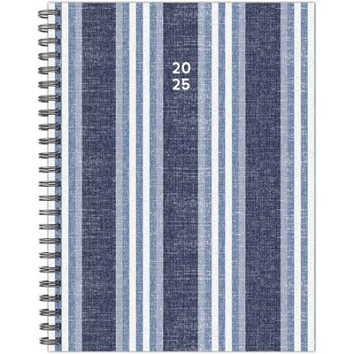 Willow Creek Press Chambray Stripe 2025 6.5"x8.5" Softcvr Weekly Planner: Spiral Binding, Blue, All Ages, Paper