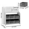 Gulches Kids Bookshelf with 6 Fabric Bins - 3 Front-Facing Display Shelves, Multi-Functional Toy Organizer, White & Gray - 2 of 4