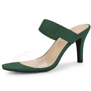 Allegra K Women's Clear Strap Stiletto Heel Slides Sandals - 1 of 4