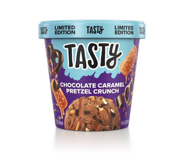 Tasty Caramel Chocolate Pretzel Crunch Ice Cream - 14 fl oz