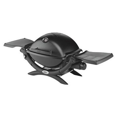 Weber Q 1200 Black Portable Propane Gas Grill with Side Burner