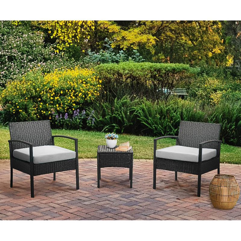 EDYO LIVING 3pc Wicker Outdoor Patio Conversation Furniture Set, 3 of 9