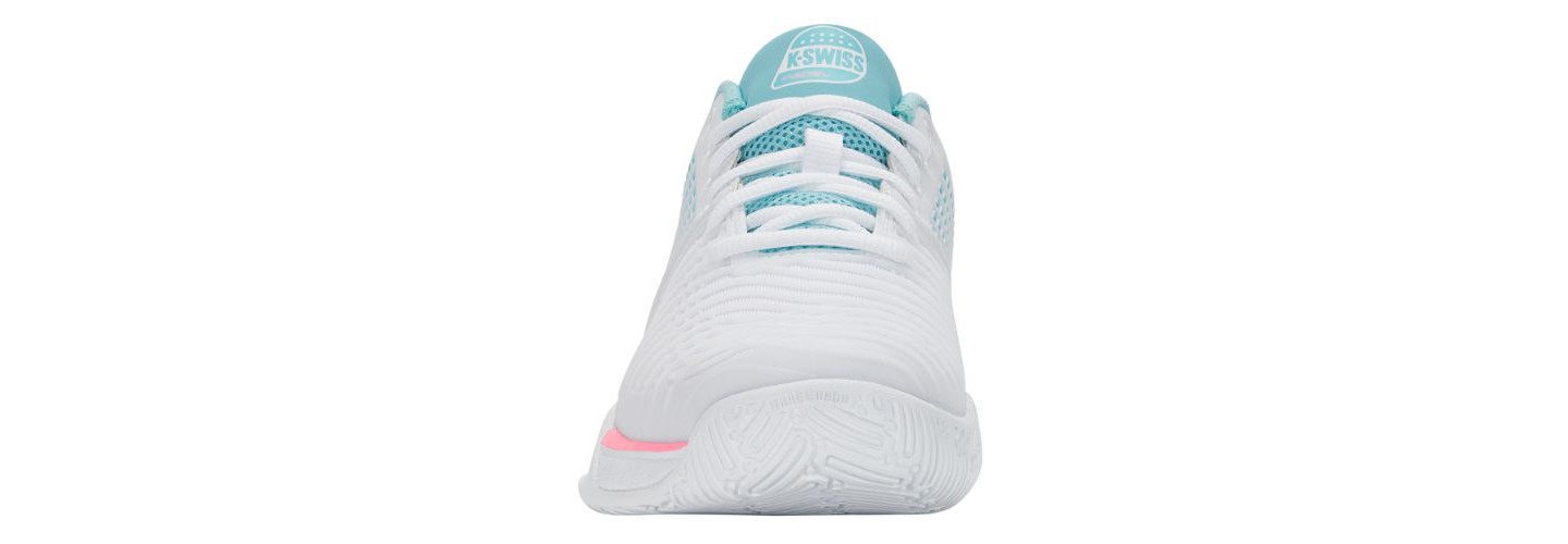 Женские кроссовки K-Swiss Express Light 3 HB Padel Shoes (White/Soft Neon Blue/Neon Bubble Gum), цвет: Белый — фото 3