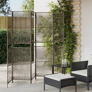 vidaXL Room Divider 6 Panels Gray Poly Rattan - 1 of 4