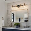 LLHZSY Modern 3/4-lights Bathroom Dimmable Vanity Lights Wall Sconces with Glass Shade-Black Gold - 4 of 4