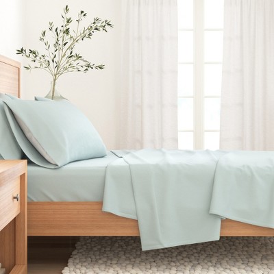 Light Blue Full Size Cotton Flannel Sheet Set
