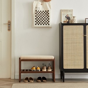 NicBex Modern 2-Tier Small Ottoman Shoe Bench with Storage Shelf,Upholstered Storage Bench for Entryway,Bedroom,Living Room - 1 of 4