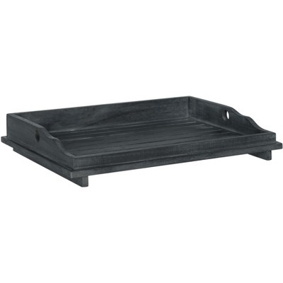 Covina Dark Slate Gray Acacia Wood Rectangular Tray Table