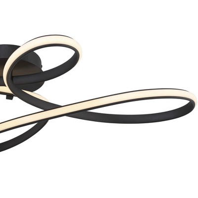 Helix Black LED Ribbon Semi-Flush Mount Ceiling Light