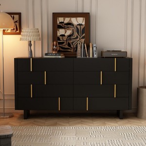 FUFU&GAGA Modern Minimalist Style Horizontal Dresser Black Eight Drawer Cabinet Elegant Home Storage - 1 of 4
