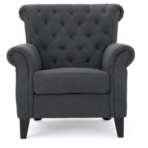 Merritt Upholstered Tufted Chair Dark Gray Christopher Knight Home