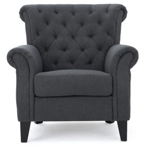 Merritt Upholstered Tufted Chair - Dark Grey - Christopher Knight Home, Dark Gray