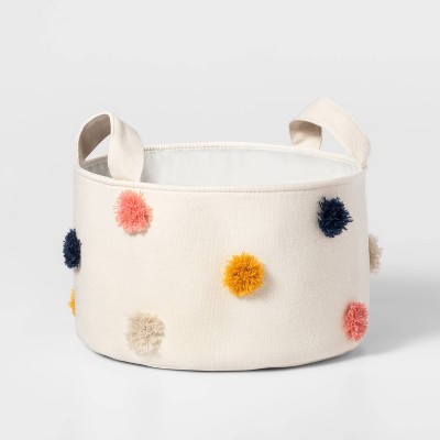 Image of Small Pom-Pom Kids' Storage Basket Cream - Pillowfort™