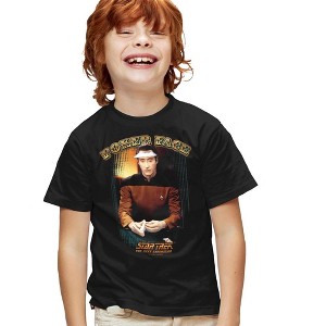 Boys' Star Trek Poker Face T-Shirt Black Small - 1 of 4