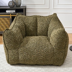 Lyngins Premium Chenille Bean Bag Chair, Lightweight Square Lazy Chair with Armrests & Handle, Stylish Accent Chair, Single Sofa Chair for Adults - 1 of 4