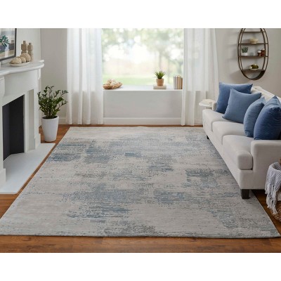 Zarah Gray Taupe Blue Abstract Wool Viscose Area Rug