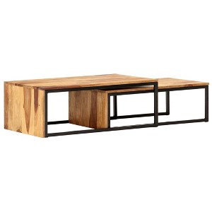 vidaXL Coffee Table Set of 2 Brown - 1 of 4