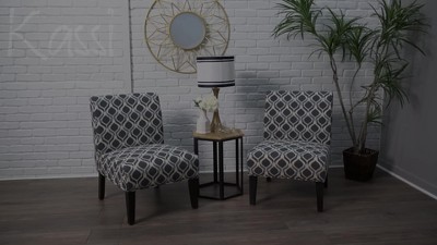 Set of 2 Kendal Gray Geometric Rubberwood Slipper Accent Chairs