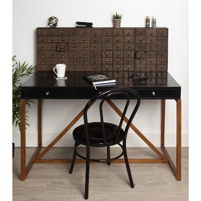 Rustic Brown Wood Desktop Organizer with 9 Apothecary Drawers